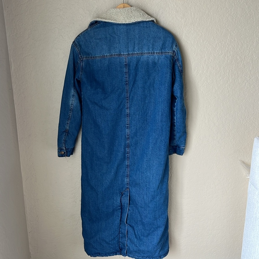 Zara denim Sherpa lined trench coat - Picture 7 of 10